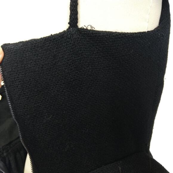 Vintage 50s Marek New York Black Maxi Dress Size S Wool Blend Belted Avant Garde - Picture 10 of 10